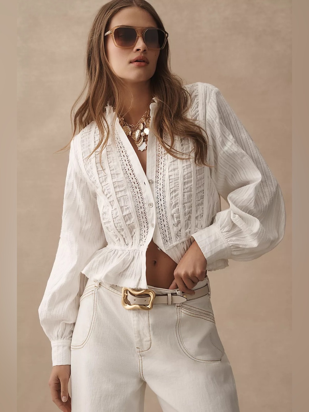 NWT!! Pilcro Long-Sleeve Delicate Blouse | size: L